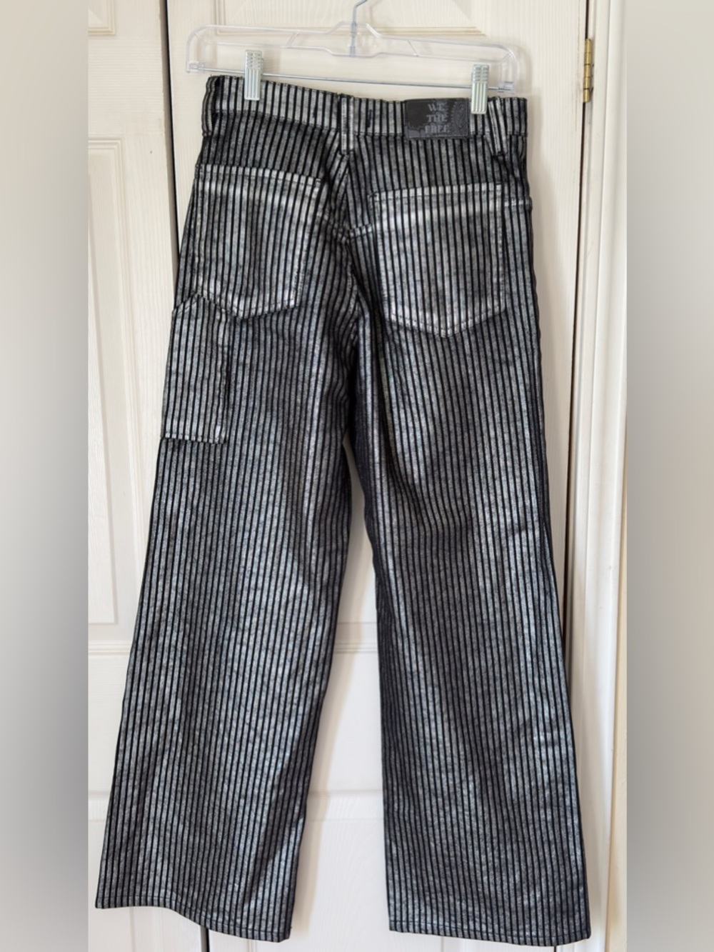 Free People Tinsley Metallic Stripe Wide-Leg Jeans - Picture 4 of 5